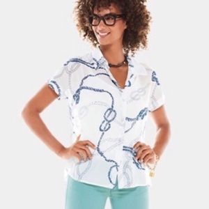 CAbi Boating Button Front Nautical Print S…